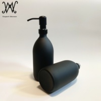 Bouteille en verre opaque noir mat de 16oz 473ml avec pompe en métal en acier inoxydable noir mat