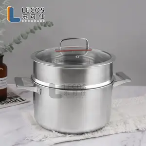 Multipurpose double layer cooking steamer pot couscous steam pot stainless steel kitchen stock pot cookware with steamer