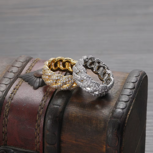 Hip Hop Cuban <b>Ring</b> Men's, Full of Zirconium Personality Women's <b>Couple</b> <b>Ring</b> - Product Image 1