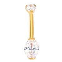 Piercing Stories ASTM F136 Titane Griffe Réglage Or Plaqué Nombril Anneau Avec Clear CZ Nombril Anneau