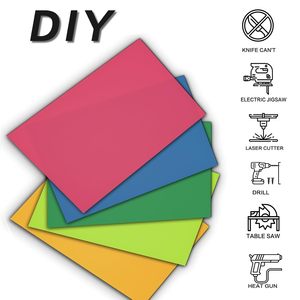 Juego de 5 Láminas Acrílicas Fluorescentes de Neón en 5 Colores: Naranja, Verde, Azul, Rosa, 8x12 Pulgadas, para Manualidades, Letreros y Corte Láser - Product Image 6