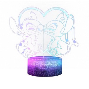 Lampe de <span class=keywords><strong>nuit</strong></span> 3D à <span class=keywords><strong>effet</strong></span> d'illusion avec <span class=keywords><strong>photo</strong></span> personnalisée bicolore, style anime, en ABS, mini lampe de bureau décorative avec base craquelée, <span class=keywords><strong>effet</strong></span> 3D pour la décoration de chambre - Product Image 5