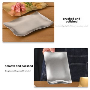 <span class=keywords><strong>Plateau</strong></span> rectangulaire ondulé en acier inoxydable pour barbecue coréen, sashimi, sushi, desserts, en-cas, service <span class=keywords><strong>de</strong></span> table pour restaurant et hôtel - Product Image 4