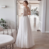 Robes de mariée en dentelle NDB11187, robes de mariée tendance, robes de mariée à manches longues, taille personnalisable, blanc ivoire