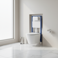 Ensemble WC mural moderne W04 en céramique avec réservoir encastré, double chasse, écologique et facile à nettoyer
