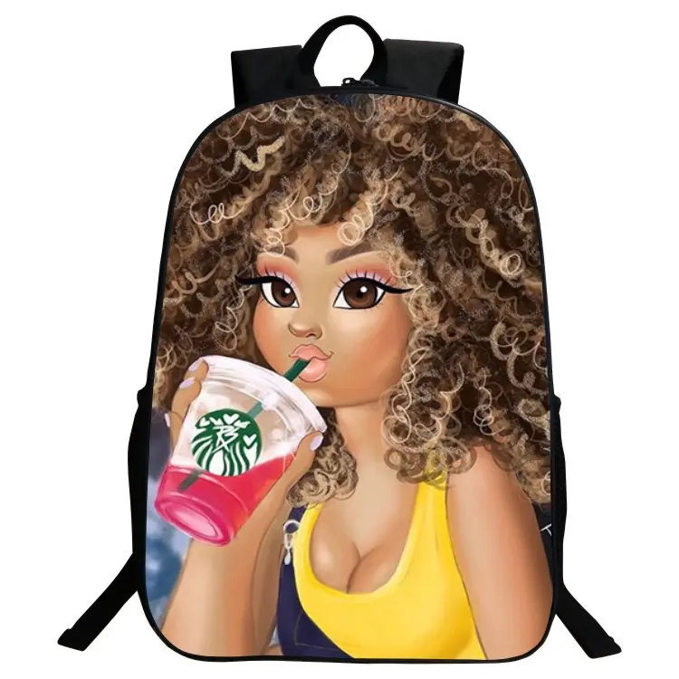 2020 Amazon hot sale ready to ship stocked school bags Black Art African American Girl book bags mini backpack for kids