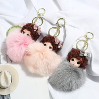 Creative Fox Hair Accessoire Voiture Porte-clés Sac Pendentif En Gros Bon Prix 3D Poupée Porte-clés