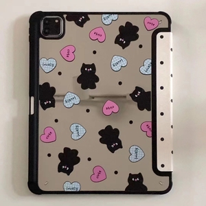 Adecuado para iPad Pro 12,9 2022 Set de dos colores Love Black Cat Trifold Mirror Semi transparente mate PC contraportada para iPad - Product Image 2