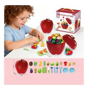 Jeu de cuisine pour enfants, ensemble de jouets d'imitation avec fruits et légumes à découper, 12+ ans, jouets de cuisine en plastique, activité d'apprentissage et d'imagination culinaire - Product Image 6