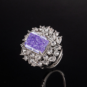 Anillos Florales de Cobre con Circonita Cúbica Geométrica Cuadrada de 10*14mm, Coloridos, para Mujer, Venta al Por Mayor de Joyería de Moda 2026 - Product Image 3