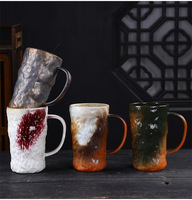 Grande capacité 800ml tasse à café en céramique vintage japonaise poterie grossière tasse de petit déjeuner avec poignée pour boissons et bière