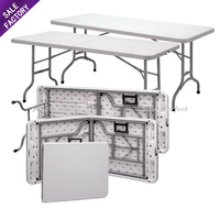 Table ronde pliante en plastique blanc avec pieds en métal, fabriquée en Chine, pour salle de réception, banquet, mariage, dîner, fête