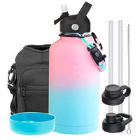 Bouteille d'eau de sport portable de 64oz en acier inoxydable avec couvercle multiple pour garder au chaud/frais cadeaux d'affaires pour le bureau ou le camping