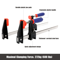 HAVORS Serre-joint à barre de 150 mm (6 po) à dégagement rapide, réglable, poignée en acier, capacité de charge de 2400 N/245 kg, ouverture maximale de 900 mm pour