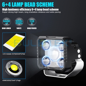 Đèn pha chiếu sáng phụ trợ BULBTEK 3.0 inch S6 12V Off Road 76W 6400LM cho xe tải, đèn pha chiếu xa chiếu gần kép, lắp cản xe - Product Image 4
