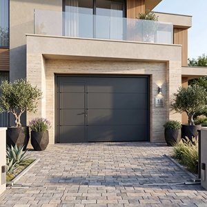 <span class=keywords><strong>Porte</strong></span> de <span class=keywords><strong>garage</strong></span> automatique en acier personnalisée avec fenêtres, <span class=keywords><strong>porte</strong></span> de <span class=keywords><strong>garage</strong></span> moderne inclinable noire pour villa avec vitrage givré - Product Image 1
