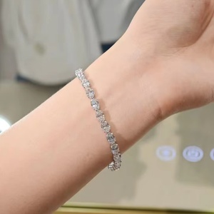 Cadena de tenis Qinglong Jewelry con diamantes cultivados en laboratorio de corte ovalado de 3mm y 4mm, pulsera de tenis de oro macizo de 14k y 18k, precio de fábrica al por mayor - Product Image 2