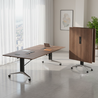 Table de conférence pliante extra-large Mekia modèle 020, style professionnel, élégante, mobile, longue, design moderne minimaliste, PVC, bureau