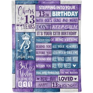Manta de Franela con Frases de Cumpleaños Número 13, Manta para Siesta, Transpirable, Suave al Tacto, para el Hogar y la Oficina, con Estampado Personalizado YH-MT-0 - Product Image 5