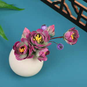 Nuevo diseño original, hecho a mano, estilo antiguo, cheongsam floral de terciopelo sintético morado, maquillaje Hanfu y accesorios para el cabello, Hanfu - Product Image 2