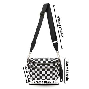 Sac bandoulière chic Lvms72 en nylon à carreaux, 27x14x22cm, fermeture éclair, résistant à l'eau, pour les voyages quotidiens, sac à bandoulière pour femme - Product Image 3