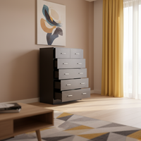 Commode moderne portable en bois et acier inoxydable à 4 tiroirs, meuble de rangement sur pied pour salon