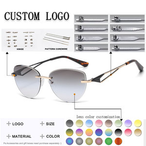 Lunettes de soleil œil de chat, demi-cerclées, verres dégradés, unisexe, protection solaire pour adultes, protection UV à 100% - Product Image 2