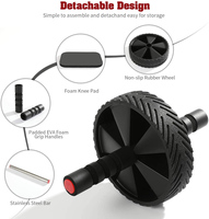 Roue abdominale multifonctionnelle en acier pour l'exercice des jambes et de la taille, équipement de fitness à domicile pour le renforcement musculaire