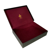Boîte d'emballage d'huile essentielle en velours rouge de luxe, gaufrage doré, laminage mat, doublure en éponge, boîte rigide écologique, magnétique