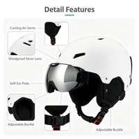 Casque de ski avec lunettes intégrées, ensemble de lunettes de neige grande taille, équipement complet, matériau ABS, modèle 2024 pour tous