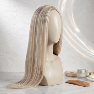Extension di <span class=keywords><strong>Capelli</strong></span> con Cuticole Allineate, 100% Vergini Non Trattati, <span class=keywords><strong>Capelli</strong></span> Umani Vietnamiti, 10 Pollici Lisci con Punte Pieno, per Donne, <span class=keywords><strong>Castano</strong></span> con Mèches - Product Image 6