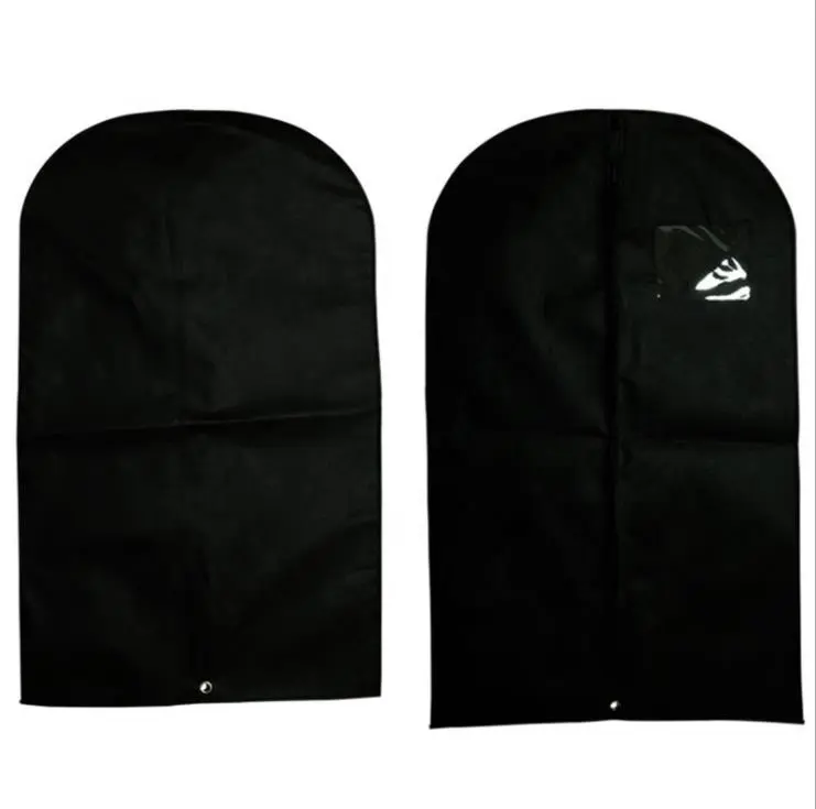 Housses anti-poussière pliables noires de luxe avec fermeture éclair sacs à vêtements non tissés sac de costume réutilisable pour la protection des vêtements