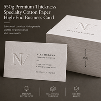 Cartes de visite personnalisées en papier Euler 550 g/m², impression typographique, cartes épaisses de luxe avec logo en relief