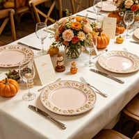 Assiettes rondes modernes en plastique PP écologiques et durables avec motif personnalisé vert menthe pour les fêtes d'automne et de Thanksgiving