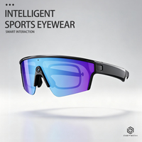 Gafas Inteligentes Multifuncionales con Marco Negro, Lentes Polarizadas Azul Hielo, Cámara de 13MP y 1200P, Reducción de Ruido, para Deportes al Aire Libre