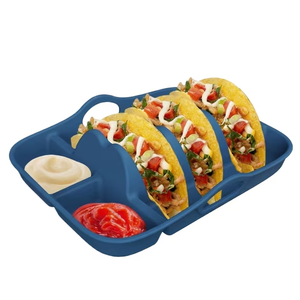 Plato de Silicona para <span class=keywords><strong>Tacos</strong></span> con Divisiones, Bandeja para Servir con Separaciones, Capacidad para 3 <span class=keywords><strong>Tacos</strong></span> con Salsas, Apto para <span class=keywords><strong>Tacos</strong></span> - Product Image 1