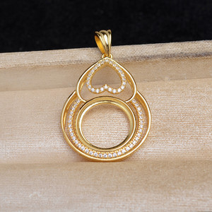 Pendentif en argent S925 Wenchi en forme de gourde avec coquille de cheval, serti de 13,4 à 13,6 mm, accessoire de bricolage pour bijoux en perles, 13507 Chine - Product Image 3