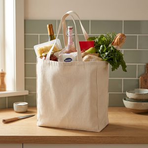 Bolsa de Compras de Algodón Natural, Bolsas Ecológicas de Calicó con Asa Larga, Impresión Digital Personalizada para Promoción, Regalo o Compras - Product Image 1