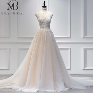 <span class=keywords><strong>Vestido</strong></span> de <span class=keywords><strong>Novia</strong></span> con Cuentas y Lentejuelas Mily Bridal QW01182, Vestidos de <span class=keywords><strong>Novia</strong></span> Económicos para Bodas Civiles - Product Image 1