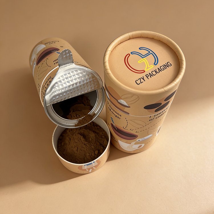 Factory Direct Customizable Biodegradable Eco-Friendly Recyclable Paper Tubes Easy-Tear Lid For Snack Coffee Powder Capsules