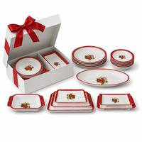 Juego de Vajilla de Melamina Serie Peonía Roja, Apto para Alimentos, Irrompible, Ligero, para Restaurantes, Hoteles, Picnics al Aire Libre