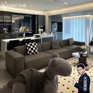 Italian Style <strong>Very</strong> Simple Tofu Block Wood <strong>Sofa</strong> Living Room Top Cowhide Movable One Seat <strong>Small</strong> Apartment Straight Row 2024 New - Product Image 3