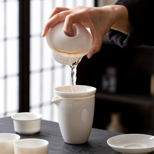 Juego de Té Portátil de Cerámica Blanca BAMBUS, Porcelana de Alta Gama, Moderno y Sencillo, para Oficina, Viajes, Estilo Chino - Product Image 5