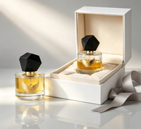 Boîte cadeau personnalisable avec couvercle carré noir, flacon de parfum en verre transparent vide 30ml 50ml avec pulvérisateur, luxe léger