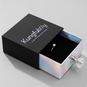 OEM Custom Holographic Drawer Jewelry Box with Crystal Handle for Necklaces Earrings Bracelets - Product Image 1