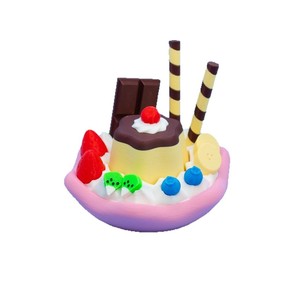 Llavero con forma de tazón de pudín impreso en 3D, juguete antiestrés realista con temática de postres, adorno de escritorio - Product Image 5
