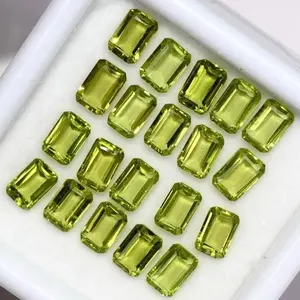 AAA kalite el yapımı doğal 6x8mm Peridot Faceted sekizgen şifa gevşek taşlar toptan fiyata