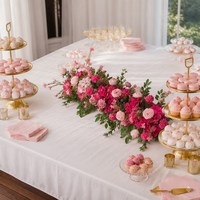Set Bunga Artifisial Pink 5 Buah, Dekorasi Lengkung & Lorong, Perlengkapan Bunga Palsu untuk Dekorasi Panggung Pernikahan & T-Stage