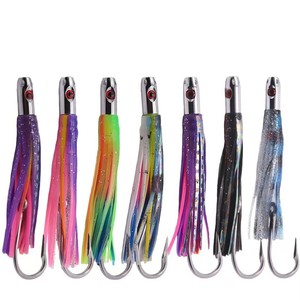 Señuelo de Pesca de Arrastre de 5 Pulgadas para Grandes Capturas, Faldas de Calamar con Cabeza de Resina, Faldas de Silicona para Pulpo y Calamar, para Marlin, Atún y Pesca en Agua Salada - Product Image 1