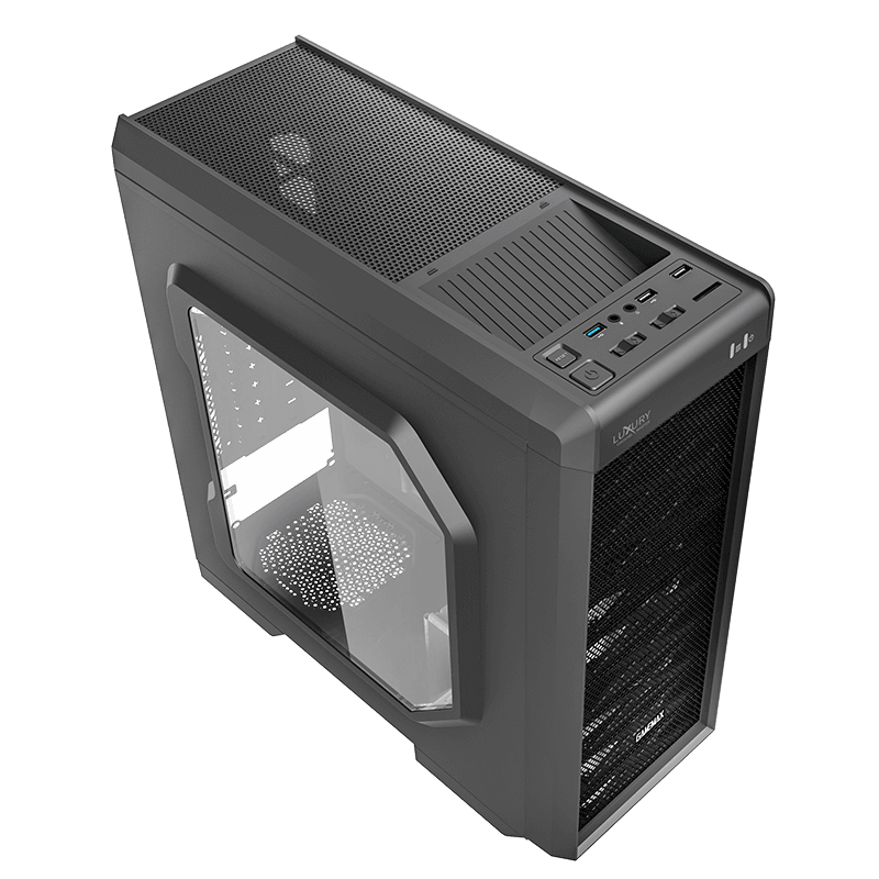GAMEMAX G501X ATXゲーミングPCケース ミディタワー 黒 スチール製